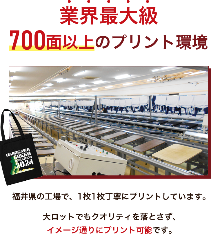 業界最大級700面以上のプリント環境