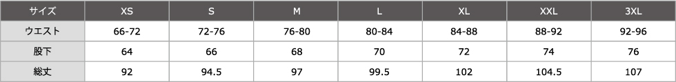 サイズ表